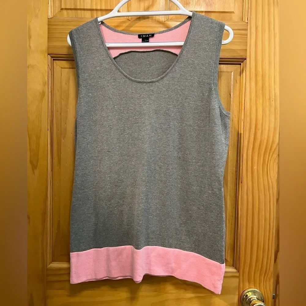 IMAN gray and pink tank top size L